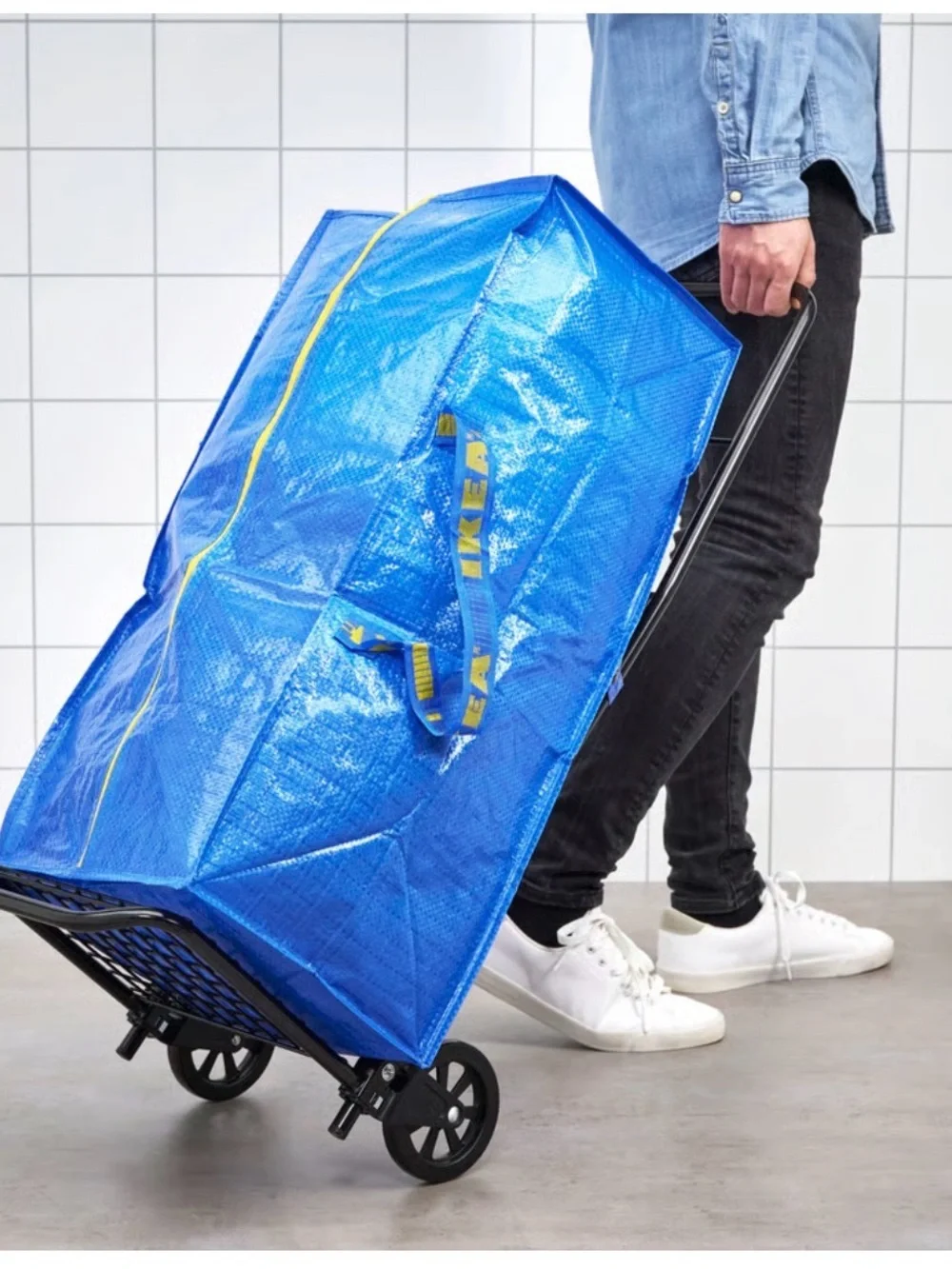 IKEA FRAKTA Storage Bag for Cart Blue 20 Gallon Zippered Large Utility Bag